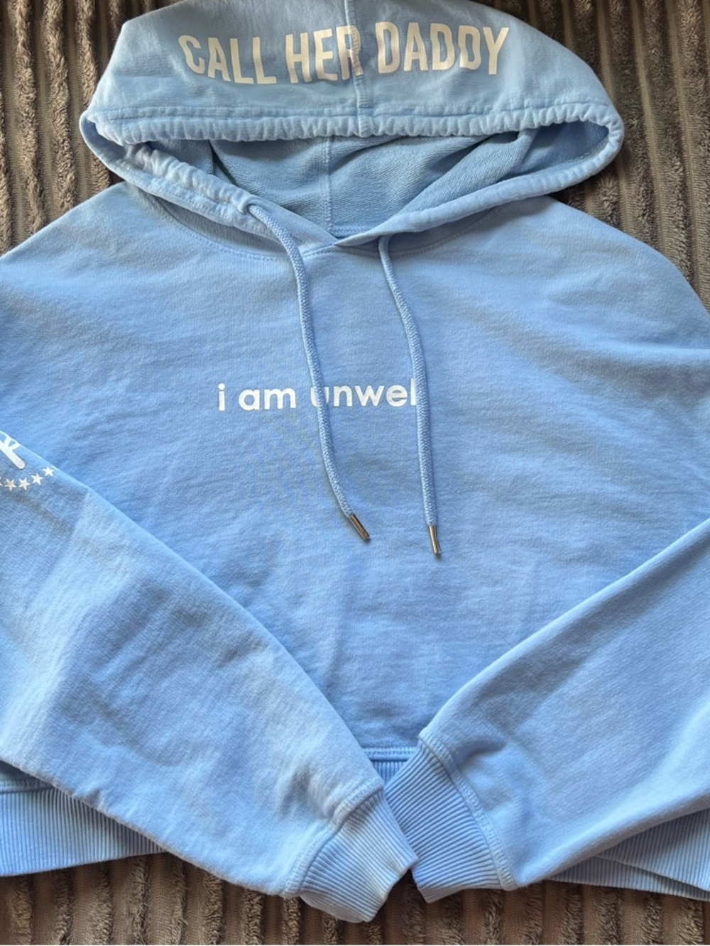 Barstool Chicks Cropped Hoodie Women’s Small Blue Call Her Daddy USA Alex Cooper
